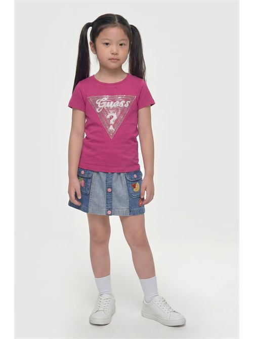 T-shirt con logo in paillettes GUESS | K6GI08K6YW4/G4A2